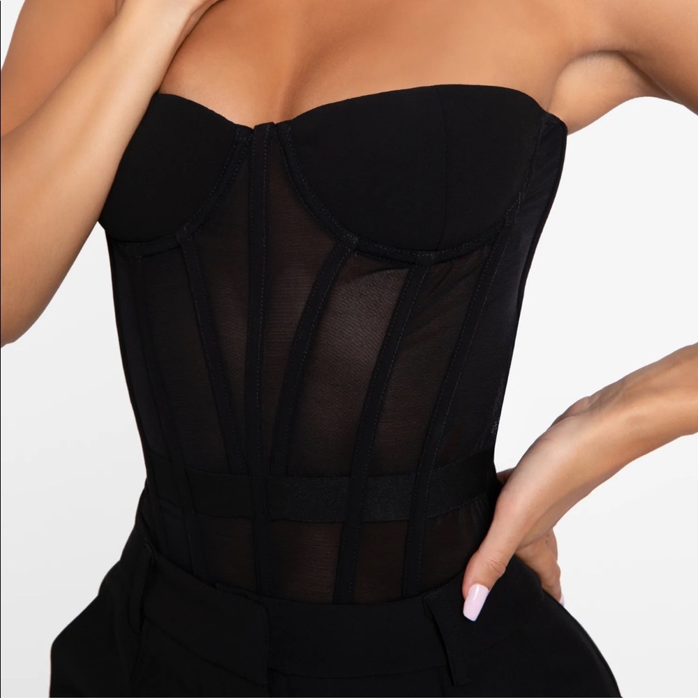 NWT! Heiress Beverly Hills black mesh corset (S)